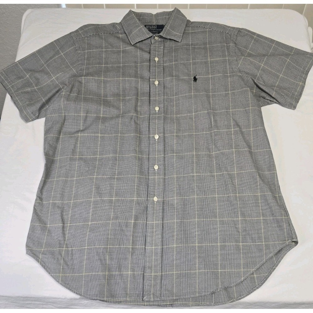 Polo‎ Ralph Lauren Men's XL Gray Plaid Button-Down Shirt Westerton Classic Fit